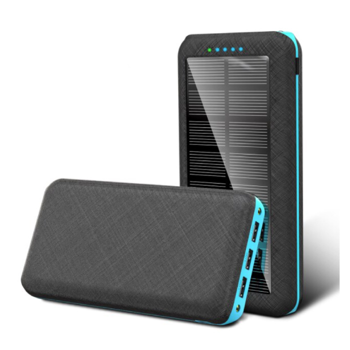 Qi Wireless Solar Power Bank con 3 puertos 80.000mAh - Linterna incorporada - Cargador de batería de emergencia externo Cargador Sun Blue