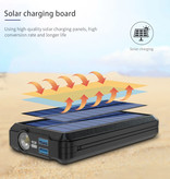 Allpowers Banco de energía solar inalámbrico Qi con 2 puertos 80.000mAh - Cables micro-USB / USB-C / Lightning - Linterna incorporada - Cargador de batería de emergencia externo Cargador Sun Black