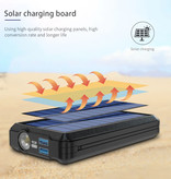 Allpowers Qi Draadloze Solar Powerbank met 2 Poorten 80.000mAh - Micro-USB/USB-C/Lightning Kabels - Ingebouwde Zaklamp - Externe Noodaccu Batterij Oplader Charger Zon Zwart