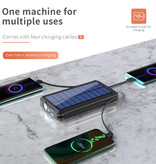 Allpowers Banco de energía solar inalámbrico Qi con 2 puertos 80.000mAh - Cables micro-USB / USB-C / Lightning - Linterna incorporada - Cargador de batería de emergencia externo Cargador Sun Black