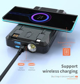 Allpowers Qi Wireless Solar Power Bank with 2 Ports 80.000mAh - Micro-USB/USB-C/Lightning Cables - Built-in Flashlight - External Emergency Battery Battery Charger Charger Sun Black