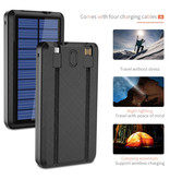 Allpowers Qi Wireless Solar Power Bank with 2 Ports 80.000mAh - Micro-USB/USB-C/Lightning Cables - Built-in Flashlight - External Emergency Battery Battery Charger Charger Sun Black