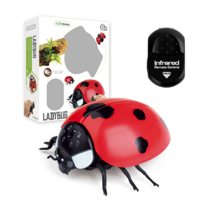 Ladybug with IR Remote Control - RC Toy Controllable Robot Insect Red