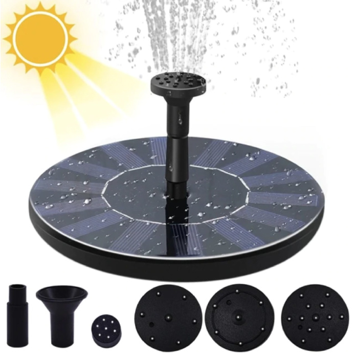 Fontana solare a energia solare - Pompa per vasca per uccelli/stagno/giardino/piscina 6 accessori e combinazioni di spruzzi