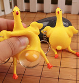 Stuff Certified® Squeeze Chicken Schlüsselanhänger mit Ei - Squishy Chicken Fidget Anti-Stress-Spielzeug Silikon Gelb