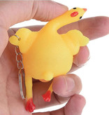 Stuff Certified® Squeeze Chicken Keychain with Egg - Squishy Chicken Fidget Anti Stress Toy Silicone Jaune