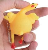 Stuff Certified® Squeeze Chicken Schlüsselanhänger mit Ei - Squishy Chicken Fidget Anti-Stress-Spielzeug Silikon Gelb