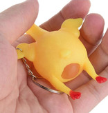 Stuff Certified® Squeeze Chicken Schlüsselanhänger mit Ei - Squishy Chicken Fidget Anti-Stress-Spielzeug Silikon Gelb