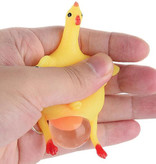 Stuff Certified® Brelok do Wyciskania Kurczaka z Jajkiem - Squishy Chicken Fidget Anti Stress Toy Silikon Żółty