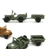 GSF 1:72 Willys MB Jeep Kit de construcción - US Army Wagon Plastic Hobby DIY Model Green