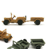 GSF 1:72 Willys MB Jeep Kit de construcción - US Army Wagon Plastic Hobby Modelo de bricolaje Marrón