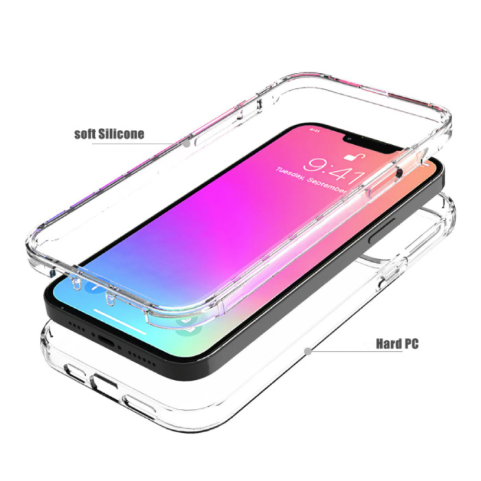 Funda de silicona transparente 360° de cuerpo completo para iPhone