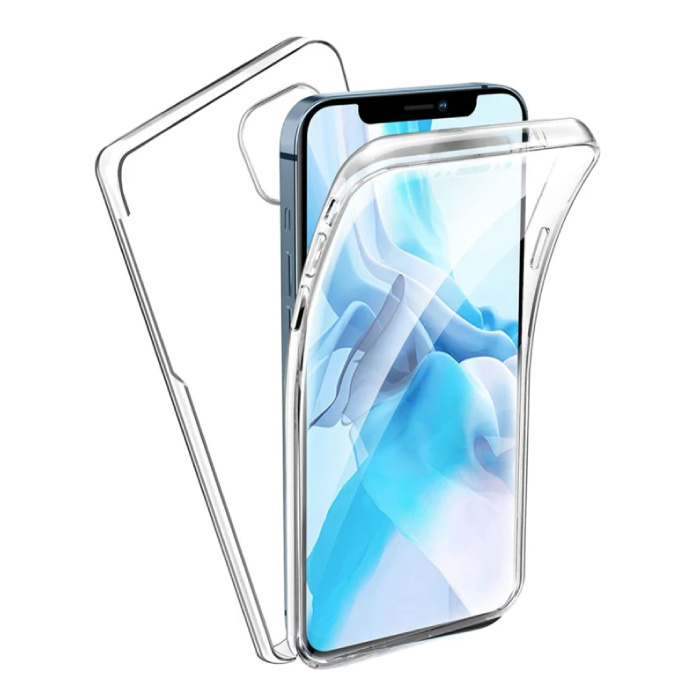 Custodia in silicone TPU trasparente a 360° per iPhone 13 + proteggi schermo in PET