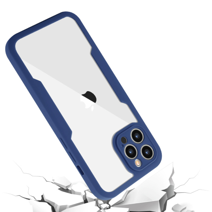 Carcasa completa 360 ° para iPhone 13 Mini - Carcasa de cuerpo entero +  Protector de pantalla Azul