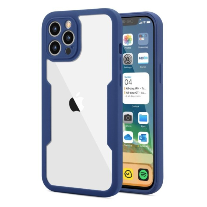 Funda rígida iPhone 12 Pro Max con protector de cámara metal (azul)
