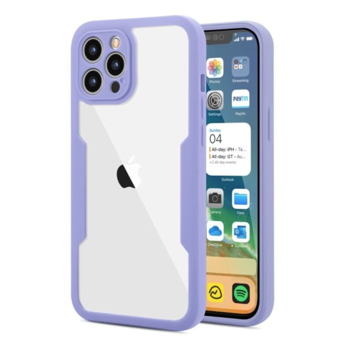 Carcasa Completa 360 ° para iPhone 13 Mini - Carcasa de Cuerpo Entero + Protector de Pantalla Morado