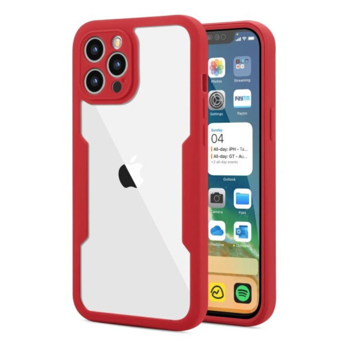 iPhone 13 Pro 360°  Full Cover - Full Body Case Hoesje + Screenprotector Rood