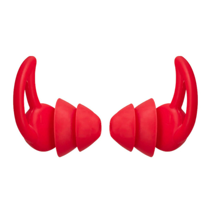 Bouchons d'oreilles en silicone 2 couches - Bouchons d'oreilles Bouchons d'oreilles pour dormir Voyage Natation - Isolation anti-bruit douce - Rouge