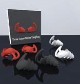 Voguish Silicone Ear Plugs 2 Layers - Earplugs Earplugs for Sleeping Travel Swimming - Soft Anti Noise Isolation - Red