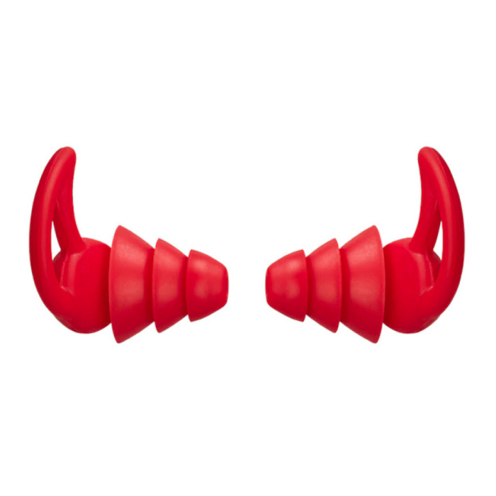 Silicone Ear Plugs 2 Layers - Earplugs Earplugs for Sleeping Travel Swimming - Soft Anti Noise Isolation - Red - Copy