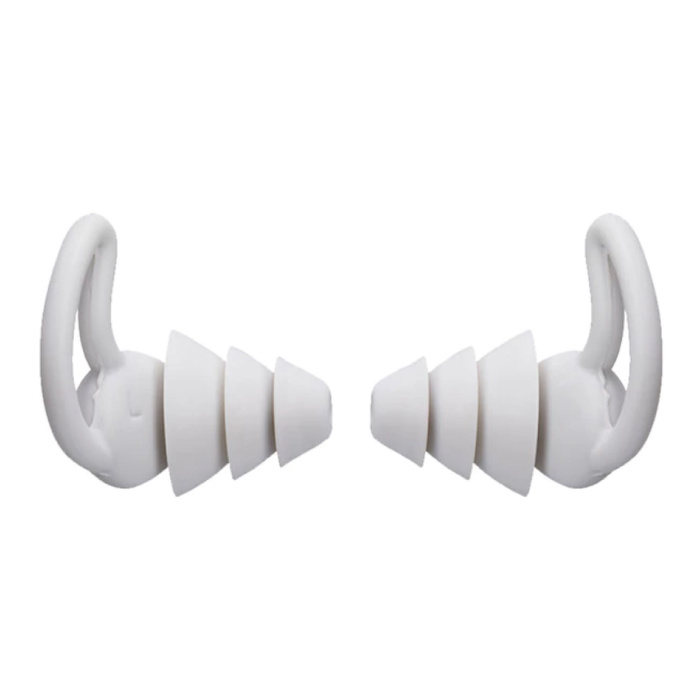 Tappi per le orecchie in silicone 3 strati - Tappi per le orecchie Tappi per le orecchie per dormire Viaggiare Nuoto - Isolamento morbido antirumore - Bianco
