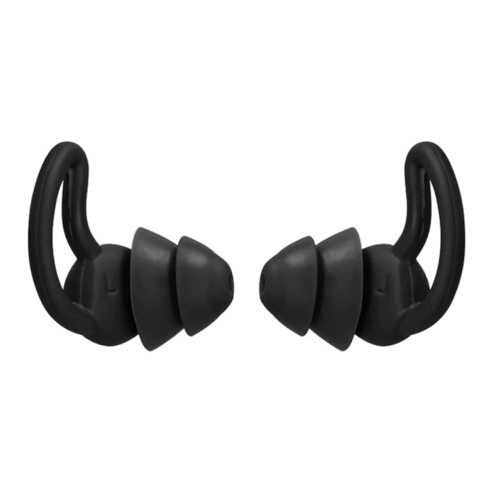 Bouchons d'oreilles en silicone 2 couches - Bouchons d'oreilles Bouchons d'oreilles pour dormir, voyager, nager - Isolation douce et anti-bruit - Noir