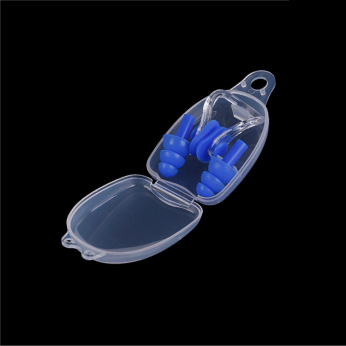 Tappi per le orecchie in silicone con clip per naso / clip per naso - Tappi per le orecchie Tappi per le orecchie per clip per naso da nuoto - Blu