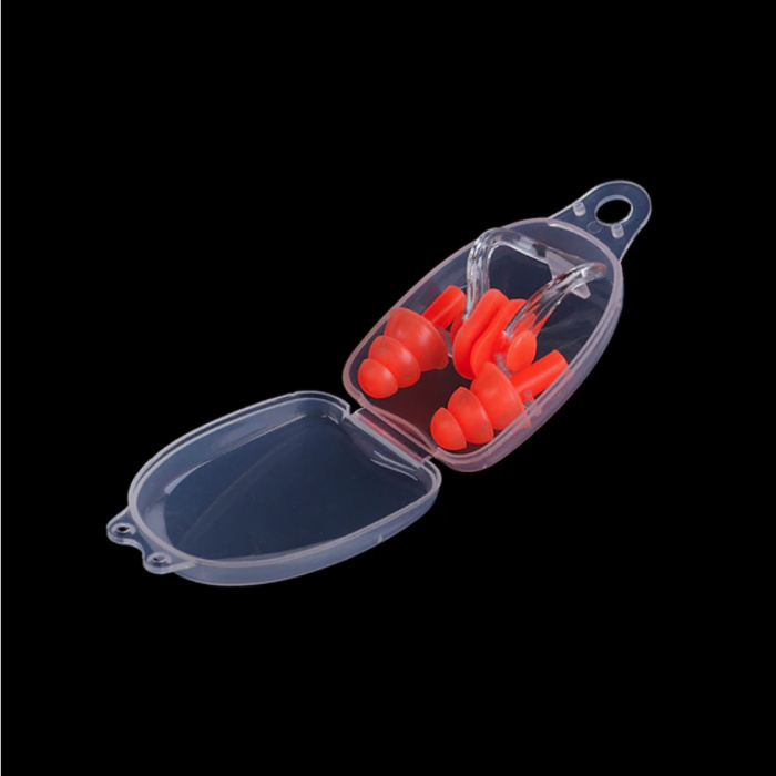 Silicone Ear Plugs with Nose Clip / Nose Clip - Ear Plugs Earplugs for Swimming Nose Clip - Red