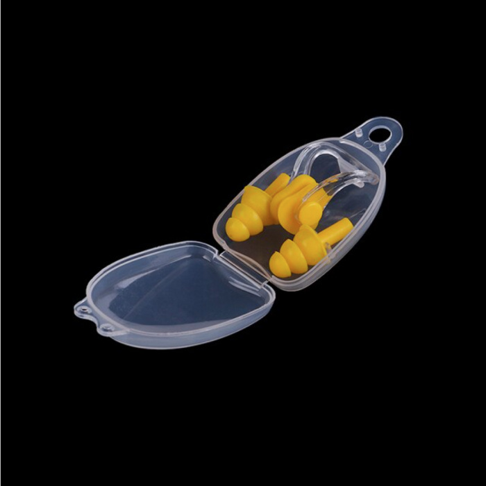 Silicone Ear Plugs with Nose Clip / Nose Clip - Ear Plugs Earplugs for Swimming Nose Clip - Orange