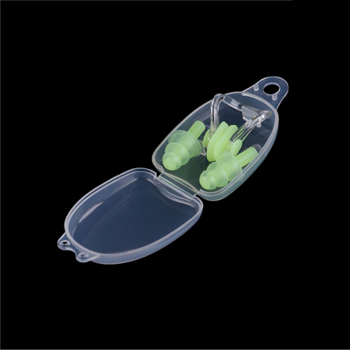 Tappi per orecchie in silicone con clip per naso / clip per naso - Tappi per orecchie Tappi per orecchie per clip per naso da nuoto - Verde chiaro