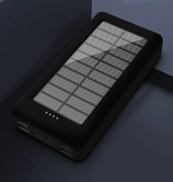 Stuff Certified® Solar Power Bank mit 4 Ausgängen / 3 Eingängen 80.000mAh - Eingebaute Taschenlampe - Externes Notfall-Akku Ladegerät Ladegerät Sun Black