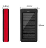 Stuff Certified® Solar Power Bank with 4 Output/3 Input Ports 80.000mAh - Built-in Flashlight - External Emergency Battery Battery Charger Charger Sun Black