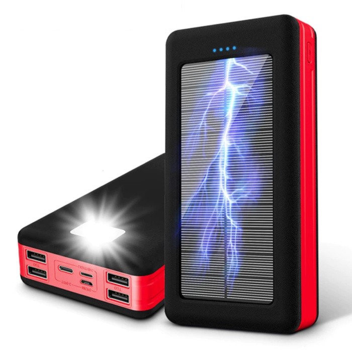 Solar Power Bank 50000mAh, Portable Solar Charger Compatible with  iPhone,Tablet,Earphone, External Battery Pack with 9 LED Lights, 4 Output &  2 Input