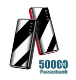 OLOEY Banco de energía de 50.000 mAh con 2 puertos de salida / 2 puertos de entrada - Linterna incorporada - Cargador de batería de emergencia externo Cargador de batería Negro