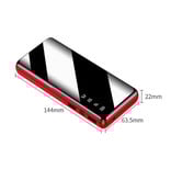 OLOEY Banque d'alimentation de 50 000 mAh avec 2 ports de sortie/2 d'entrée - Lampe de poche intégrée - Chargeur de batterie de secours externe Rouge