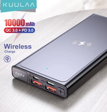 Kuulaa 10.000mAh Draadloze Qi Oplader + Powerbank Noodaccu Batterij - PD QC3.0 Wireless Charger Pad Zwart