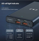 Kuulaa Caricabatterie Qi wireless da 10.000 mAh + batteria di emergenza Power Bank - Pad caricabatterie wireless PD QC3.0 nero