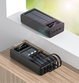 Stuff Certified® 100.000 mAh Solar Power Bank mit 2 Ausgängen / 2 Eingängen - 4 Arten Ladekabel - Eingebaute Taschenlampe - Externer Notfall Akku Ladegerät Ladegerät Sun Black