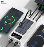 Stuff Certified® 100 000 mAh Solar Power Bank z 2 wyjściami / 2 portami wejściowymi - 4 Typy Kabel ładujący - Wbudowana latarka - Zewnętrzna ładowarka awaryjna Ładowarka Ładowarka Sun Black