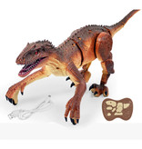 Hapybas RC Velociraptor Dinosaur with Remote Control - Toy Controllable Robot Brown