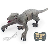 Hapybas RC Velociraptor Dinosaur avec Télécommande - Jouet Contrôlable Robot Gris