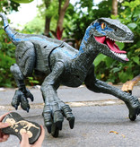 HONIXNER Dinosauro Velociraptor RC con telecomando - Robot controllabile giocattolo Nero-Beige