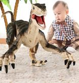 HONIXNER Dinosauro Velociraptor RC con telecomando - Robot controllabile giocattolo Nero-Beige