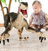 HONIXNER RC Velociraptor Dinosaur avec Télécommande - Jouet Robot Contrôlable Noir-Beige