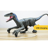 HONIXNER RC Velociraptor Dinosaur avec Télécommande - Jouet Robot Contrôlable Noir-Beige