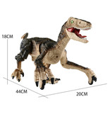 HONIXNER Dinosauro Velociraptor RC con telecomando - Robot controllabile giocattolo Nero-Beige