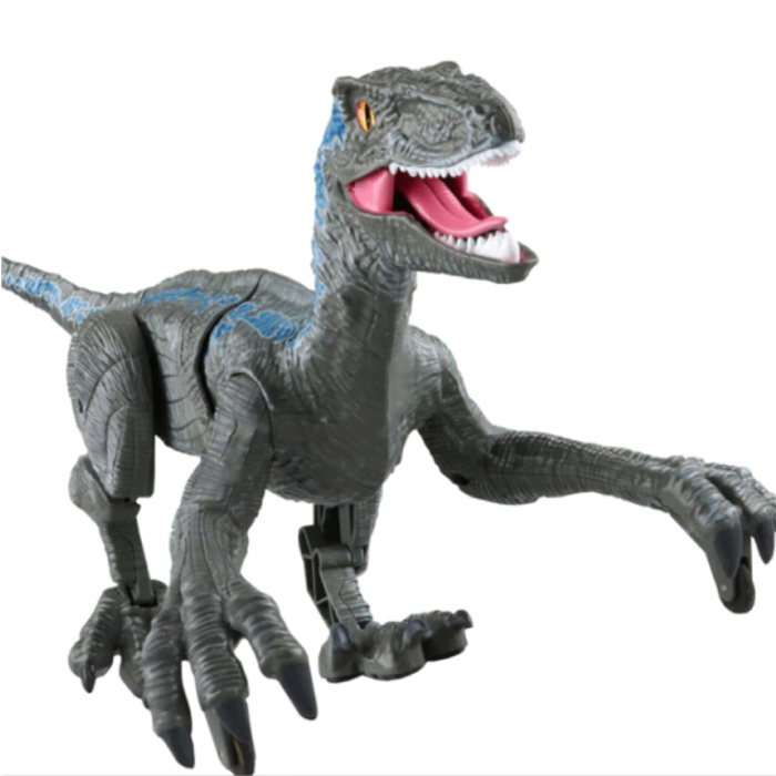 Dinosauro Velociraptor RC con telecomando - Robot controllabile giocattolo grigio