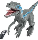 Stuff Certified® XL RC Velociraptor Dinosaur con control remoto - Robot de juguete controlable Raptor Azul-Gris