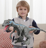 Stuff Certified® Dinozaur XL RC Velociraptor z pilotem - Sterowany robot zabawkowy Raptor niebiesko-szary