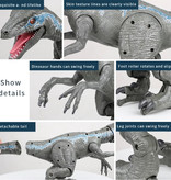 Stuff Certified® Dinozaur XL RC Velociraptor z pilotem - Sterowany robot zabawkowy Raptor niebiesko-szary